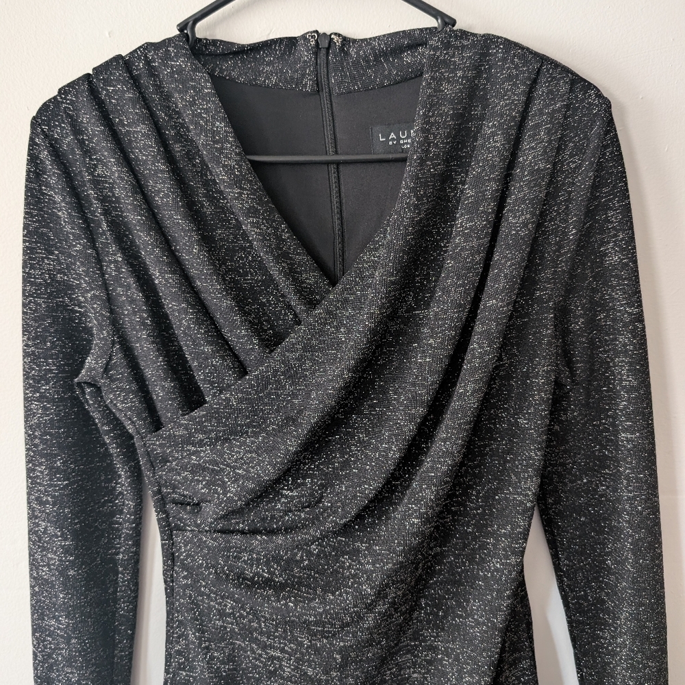 Laundry By Shelli Segal Women's Sparkle Long Sleeve‎ Bodycon Cocktail Dress - Picture 7 of 7